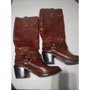 Frye Boots Harness Carman Leather Tall Heels Size9.5BWoman's Style 77848 Pre-own
